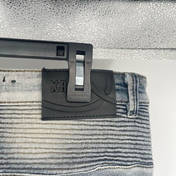 XRAY Jeans Men’s Light Wash Moto Biker Slim Stretch Skinny Denim Jeans 34/30 - Picture 11 of 16